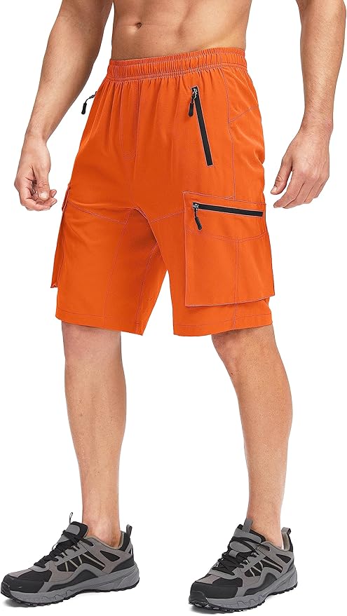 Bikewa Men's Mountain Bike Shorts 3D Padded Loose-fit Biking Riding Cycling Bicycle Biker Shorts Zipper Pockets