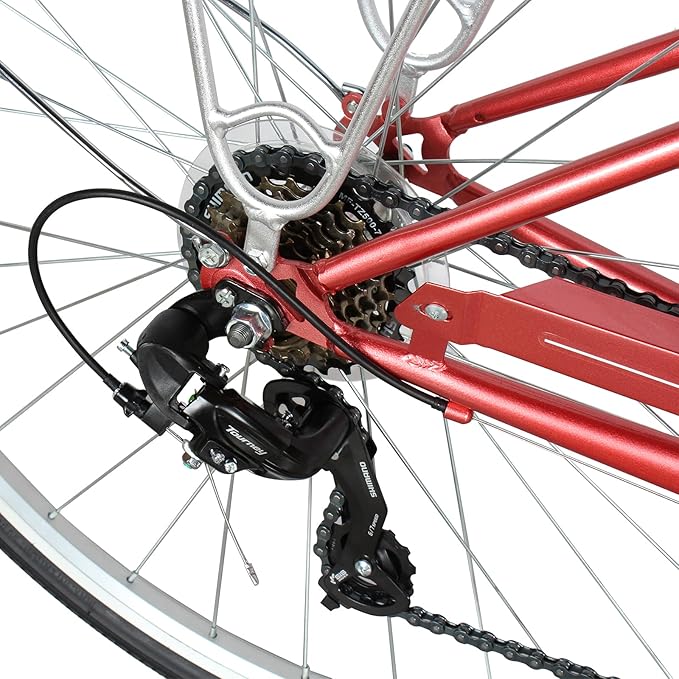 MICARGI 24/26 Inch Adult Cruiser Bicycle Hybrid Bike 1/7 Speeds Commuter Bike for Women, Men, Seniors,Step-Through or Step-Over Bike Steel Frame Multi Colors Style