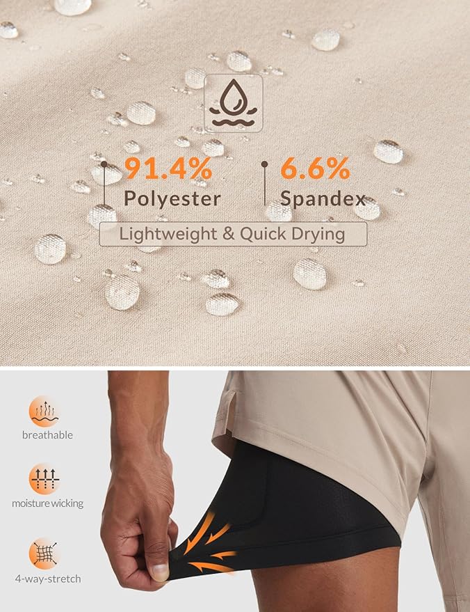 baleaf Men's 7" Mountain Bike Shorts 4D Padded Loose-fit MTB Cycling Riding Bicycle Biker Short Zipper Pockets
