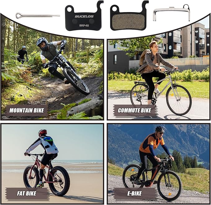 BUCKLOS Bike Disc Brake Pads - Bicycle Disk Brake Pads for Zoom/Shimano Deore XT XTR LX SLX Hone Alfine Saint for Ebike/Mountain Bike/Electric Bike/Road/Scooter
