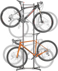 CXWXC 2-/4-Bike Storage Rack with Basket - Indoor Bike Rack for Garage/Apartment - Road Mountain and Hybrid Bike Garage & Home