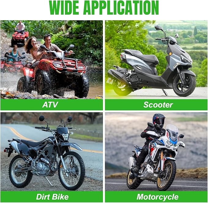 CICMOD Motorcycle Mirrors Rear View Side Mirror for Scooter, ATV, Dirt Bike, Cruiser, Snowmobile, with M8 M10 Threaded Bolts, 7/8" Handlebar Mirror Mount