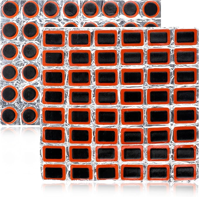 96 Pcs Bike Bicycle Tire Patches, Not Self Adhesive Rubber Patch, Outdoor Cycling Bicycle Tire Tool, Bicycle Inner Tube Puncture Patch for All Inflatable Inner Tubes in Road Emergency