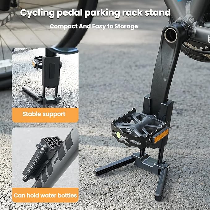 Adjustable Bike Pedal Stand for Outdoor Parking Storage Foldable Bicycle Storage Rack Mount Height Adjustable 7.5cm Suitable for Road Mountain Bicycles