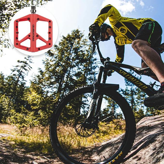 Mountain Bike Pedals - Durable Nylon DU Bearing Platform Pedals for MTB and BMX