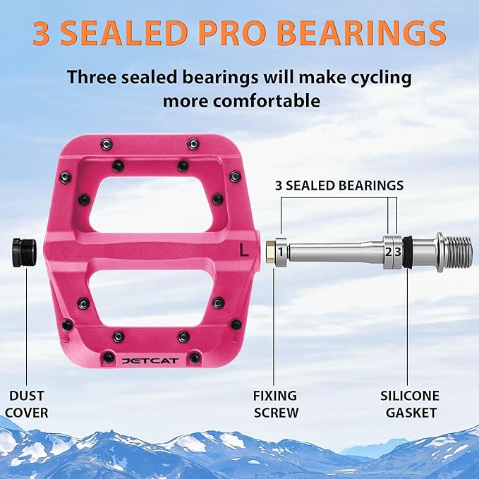 Mountain Bike Pedals Flat - MTB Pedals Flat, Bicycle Pedals for BMX/MTN/Road/Gravel/EBike, BMX Pedals, Platform Pedals, Adults & Kids Bike Replacement Upgrades Parts 9/16
