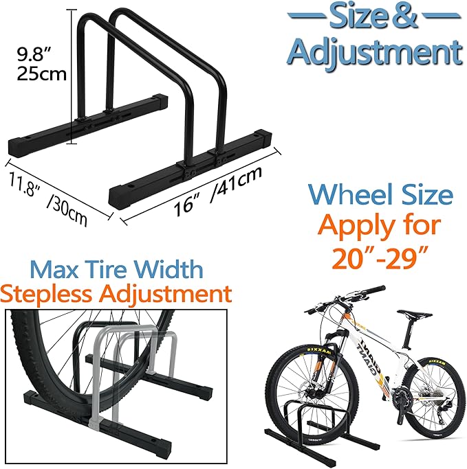 YYDS Adjustable Bike Stand - Floor Mounted, Indoor/Outdoor Use, Fits 20"-29" MTB & Road Bikes, Compact Storage