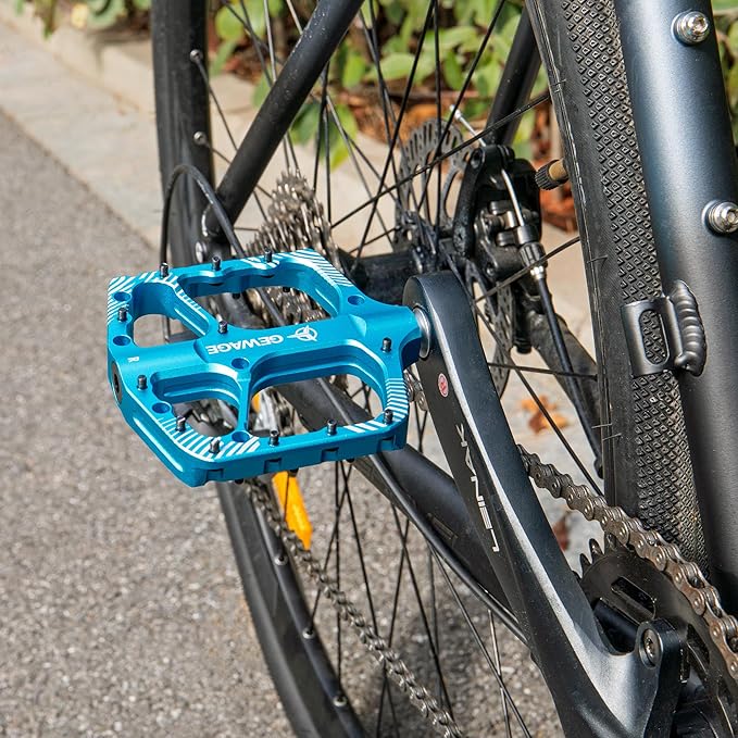 Mountain Bike Pedals -Bicycle Flat Pedals Aluminum 9/16" Sealed Bearing -Wide Platform for Road Mountain Gravel BMX MTB Bike Ideal for Downhill & Trail