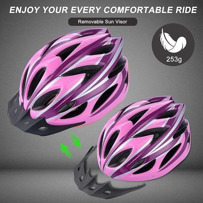 Zacro Adult Bike Helmet Lightweight - Bike Helmet for Men Women Comfort with Pads&Visor, Certified Bicycle Helmet for Adults Youth Mountain Road Biker