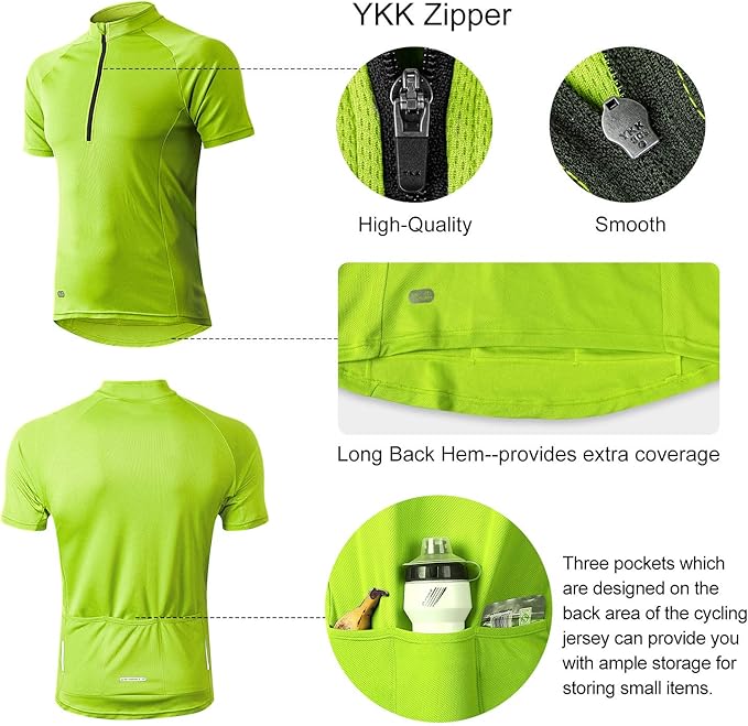 INBIKE Men's Cycling Jerseys Moisture Wicking Short Sleeve Quick Dry Bike Jersey Long Sleeve Running Tops Breathable