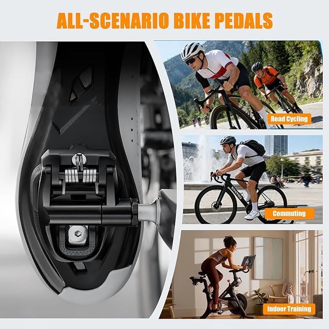 WOWSPORT Look Keo Road Bike Pedals - Lightweight Clipless Pedals with Sealed Bearings & Nylon/Carbon Body | 9/16″ Spindle, Compatible with Look Keo Cleats for Indoor & Road Cycling