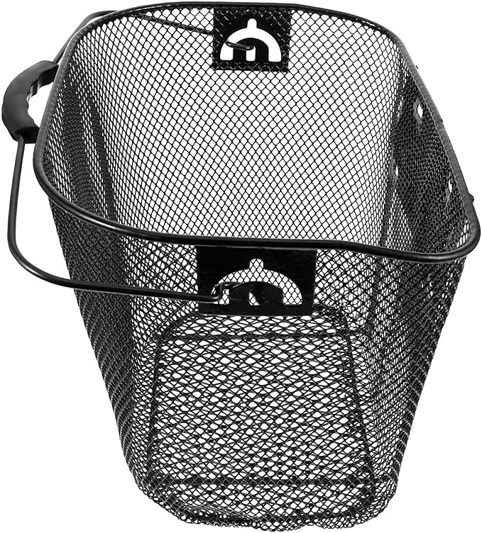 Metal Front Bike Basket Quick-Release Bicycle Handlebar Basket Foldable Pet Carrier for Cycling Commuters Black