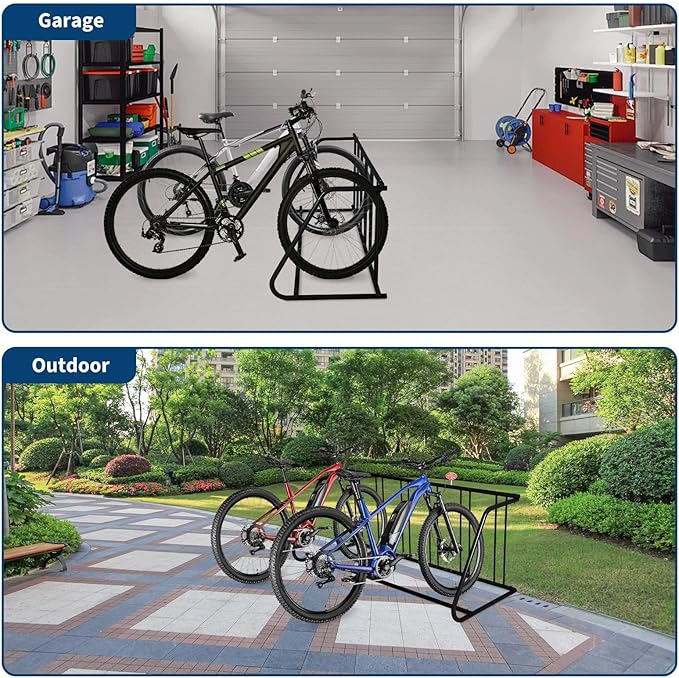 Single Side 6 Bike Floor Rack 72 Inch Length Freestanding Bicycle Parking Stand In Ground Grid Design For Garages Streets Yards And Bike Events Heavy Duty Storage (Black, Single Side 6 Bike)