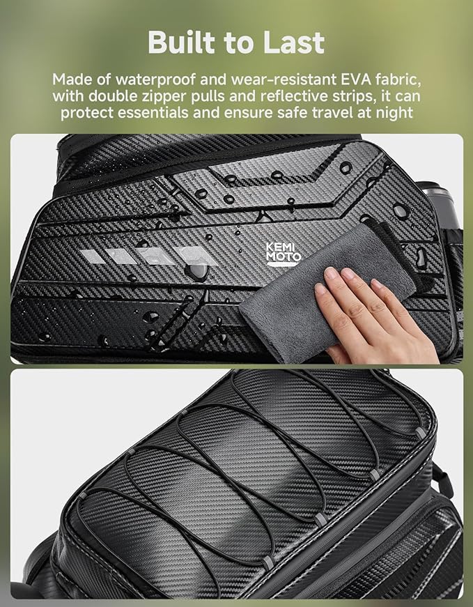 KEMIMOTO Bike Rear Bag, 11L/20L/40L EVA Hard Shell with Waterproof Cover, Bicycle Trunk with Shoulder Strap for Commuter Travel Outdoor
