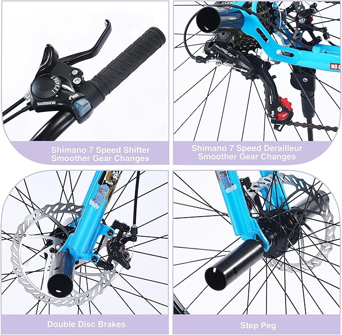 Freestyle Teen Bike Double Disc Brakes 26 inch BMX Bike High-Aluminum/Carbon Steel Frame, for for Teen Bike and Adult Bikes, with 2 Pegs, Bicycles for Men and Women, Multiple Colors