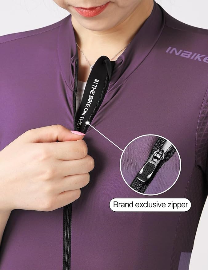INBIKE Cycling Jersey Women Long Sleeves Bike Shirts with Pockets Quick Dry Bicycle Clothing for Road Biking Riding