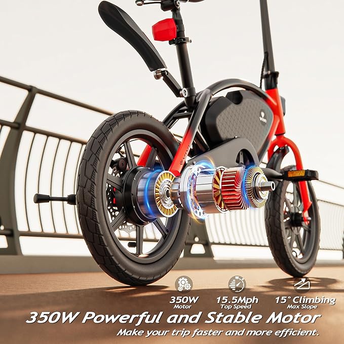 Vivi PONY01 Electric Bike, 14" Electric Bicycle for Adults and Teens Peak 500W Motor 48V 374.4WH Battery, Max 40 Miles Range(Pedal-Assist) & Top 20 Mph, Cruise Control, SGS Certified to UL2849