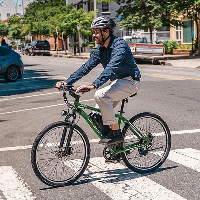 Jasion EB5 Electric Bike for Adults with Peak 1000W Brushless Motor, 40Miles 20MPH Commuting Electric Mountain Bike with 360Wh Removable Battery, 7-Speed, 26" Tires and Front Fork Suspension