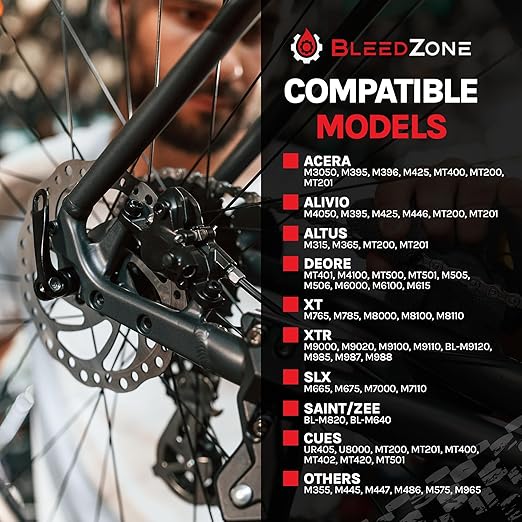 BleedZone Shimano Brake Bleed Kit with 60ml Mineral Oil - Hydraulic Brake Kit for Shimano Disc Brakes, Bike Brake Bleeder Kit, MTB Brake Bleed Kit, and Mineral Oil Brake Maintenance
