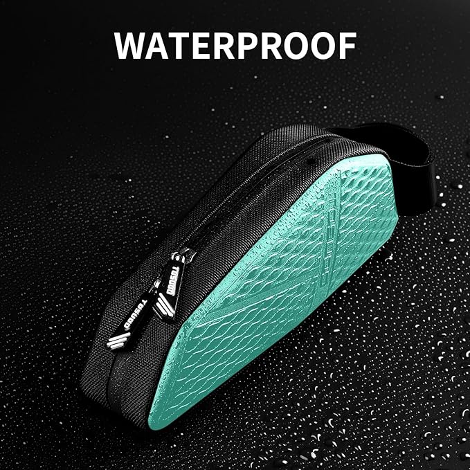 Bike Top Tube Bag, Small Front Frame Bag, Waterproof PU & EVA Hard Shell Bicycle Pouch for Phone & Tools, Cycling Accessories (1.2L)