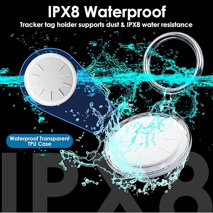 Hidden GPS Tracking Devices,Real Time GPS Tracker for Vehicles Work with Apple Find My(iOS Only),Car GPS Tracker with Magnetic Case,No Monthly Fee,No SIM Card Required (Waterproof White,1PCS)