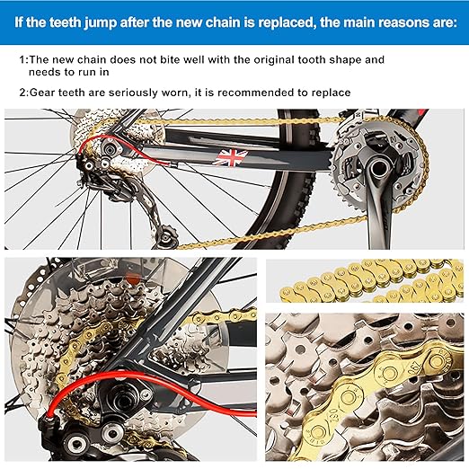 Gold 6/7/8 Speed Bike Chain, 1/2x3/32 Inch, 116 Links, Alloy Steel, Triple Strand, Suitable for Road, Mountain, Racing Bikes
