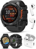 PlayBetter Garmin Fenix 8 AMOLED (51mm, Slate Gray/Black) Multisport GPS Smartwatch Bundle - 1.4” Touchscreen, Built-in LED Flashlight Wireless Running Earbuds