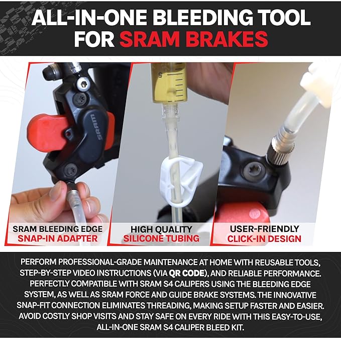 BleedZone Bleeding Edge Adapter Tool for SRAM Brake Bleed Kit, Bike Hydraulic Brake Bleed Kit, Bike Bleeder Caliper Fitting, Bicycle Maintenance, Bleeding Adapter, SRAM DOT 5.1 Brake Fluid Compatible