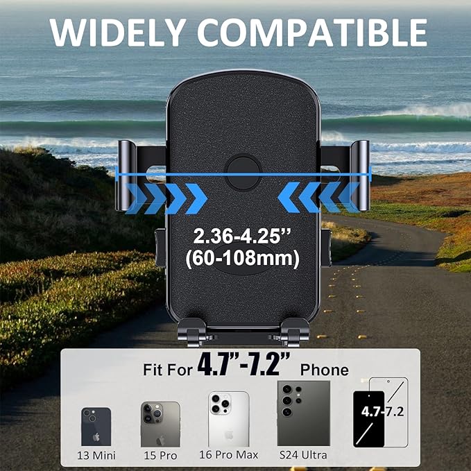 Bike Phone Mount Holder, Motorcycle Phone Mount for Scooter, Mountain, Dirt Bike, Stroller and Motorcycle, 360°Rotate Handlebar Phone Holder Compatible with iPhone & Android Smartphones from 4.7-7.2''