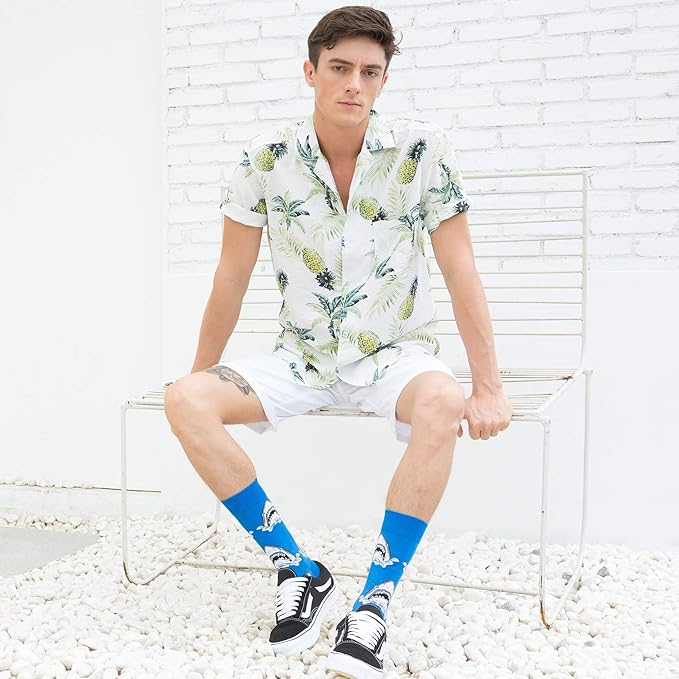 WeciBor Men's Dress Funny Crazy Colorful Novelty Combed Cotton Crew Socks 12 Pack - Size 7-10/10-13/13-15