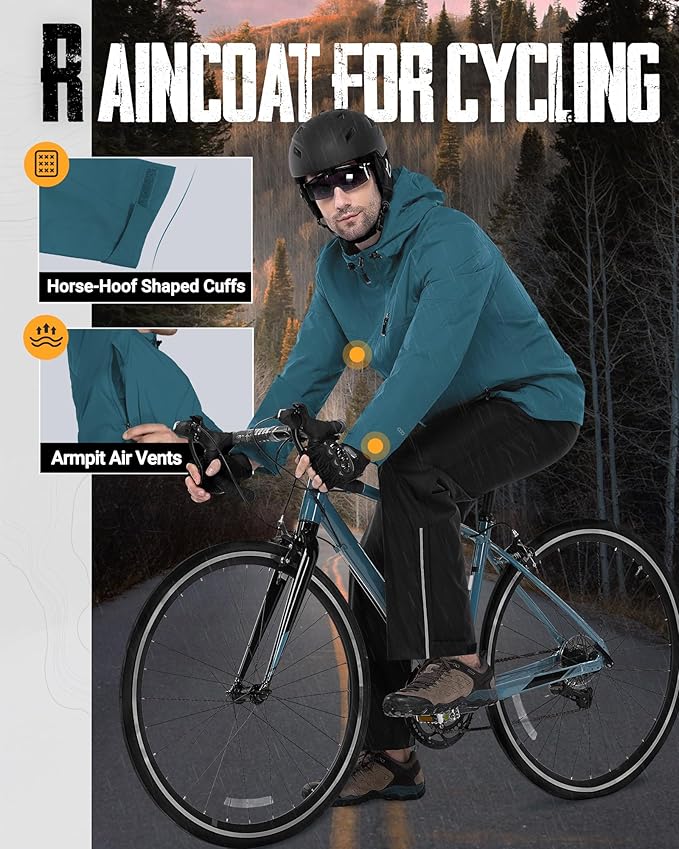 33,000ft Men's Packable Rain Jacket Lightweight Rain Shell Jacket with Hood Waterproof Raincoat for Cycling
