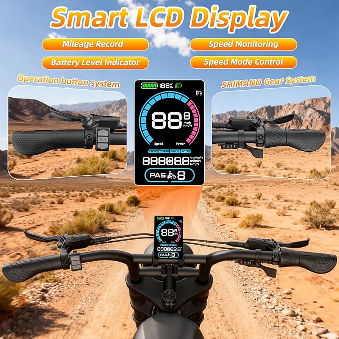 20" Electric Bike for Adults with 1000W/1600W/3000W Peak Dual Motor,Max Speed 33-37MPH,Up to 60Miles,Moped ebikes with 20/35Ah Battery,Shipped from USA Warehouse
