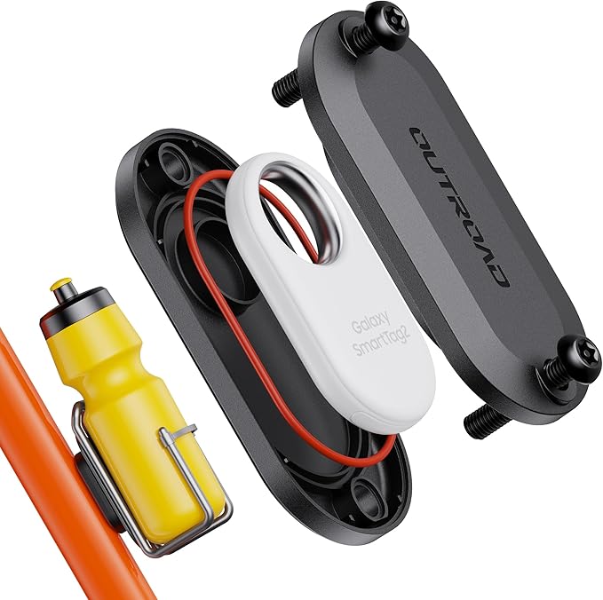 CITYWAY for SmartTag2 Bike Mount, IPX8 Waterproof Bike GPS Tracker Holder for Galaxy Smart tag2, Hidden Under Bottle Cage or Alone, Extended M5 Black Safety Screws with Driver (1 Pack-Black)