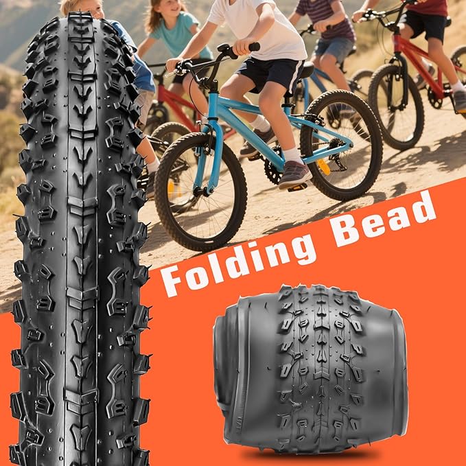 1 or 2 Pack 20 x 2.35 Bike Tire 20 inch Bike Tire Folding Replacement Bicycle Tire for MTB Mountain Bike BMX Bicycle and Commuter Bike