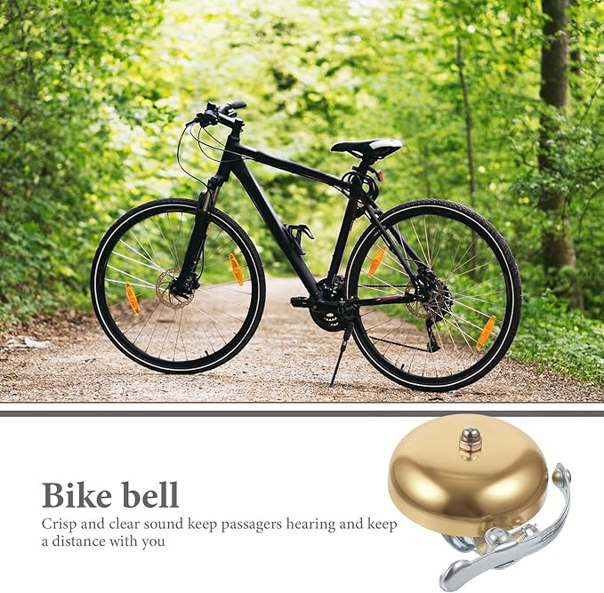 PRETYZOOM Vintage Bike Bell Loud Crisp Sound Hand Ringing Cycling Bell for Mountain and Road Bikes Aluminum Alloy Golden Finish