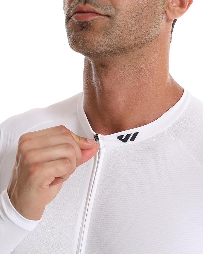 Men's Cycling Jerseys Long Sleeve Bike Biking Shirts Full Zip with Pockets Road Bicycle Clothing