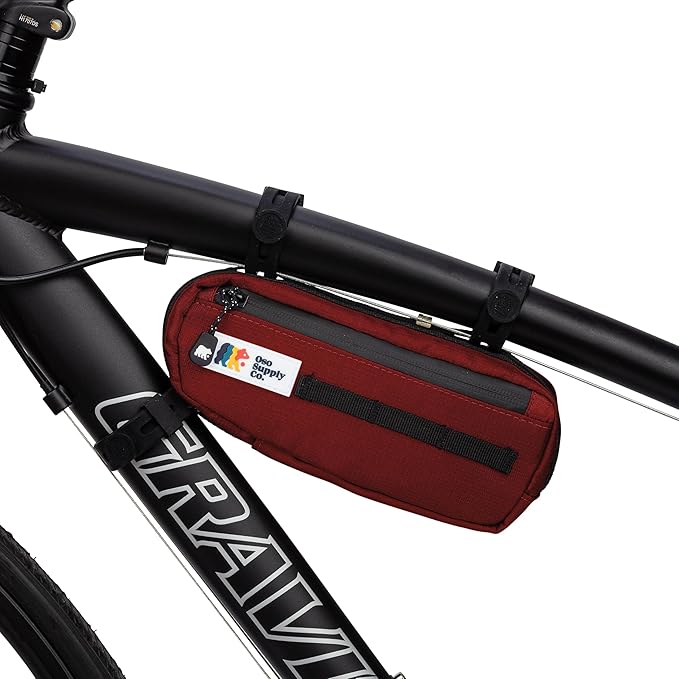 Bike Frame Bag – Waterproof Zippers and Water-Resistant Fabric, Dual Storage Compartments, Adjustable Straps – Fits All Frame Sizes, Perfect for Cycling, Commuting, and Adventure Rides (Rust)