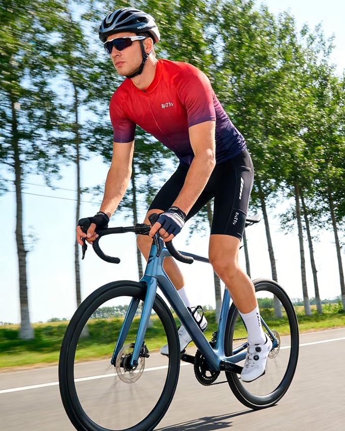 ROTTO Cycling Jersey Mens Bike Shirt Short Sleeve Gradient Color Series