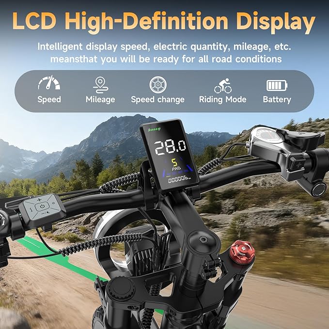 Electric Bike for Adults - 16/20 Inch Fat Tire Ebike, 750W/Peak 1500W Motor Ebike, 48V15.6AH Detachable Battery, 4 Riding Modes Electric Dirt Bike