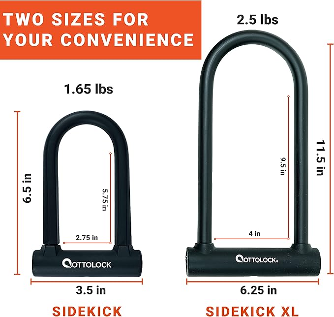 OTTOLOCK Sidekick Compact U-Lock - Heavy Duty Anti Theft Bicycle U-Lock with Keys, Silicone-Coated, Bike Accessories, Blue