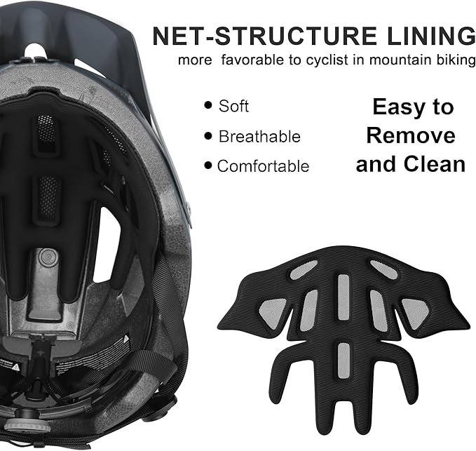 Mountain Bike Helmet Adult Men Women - Ultra Comfort, Super Lightweight Bicycle Helmets, MTB Cycling Gear Biking Accessories with Adjustable Fit & Removable Sun Visor