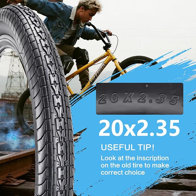 SIMEIQI 26x2.35 20x2.35 Inch Cruiser Beach Bike Tire Black White Wall or Brown Cream Wall Folding Replacement Bicycle Tire for Hybrid City Commuter Trail