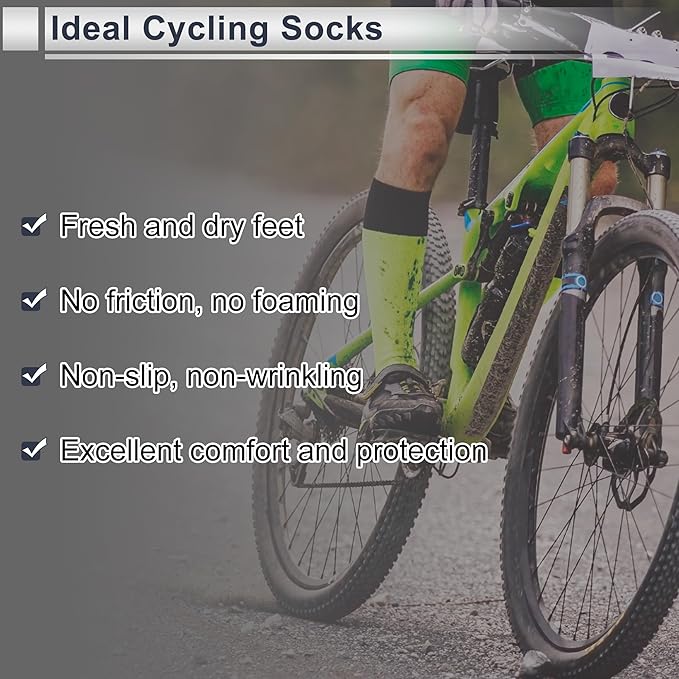 Cycling Socks Breathable Sweat-Absorbent Anti-Friction Outdoor Bike Socks Neutral and Universal 1 Pair