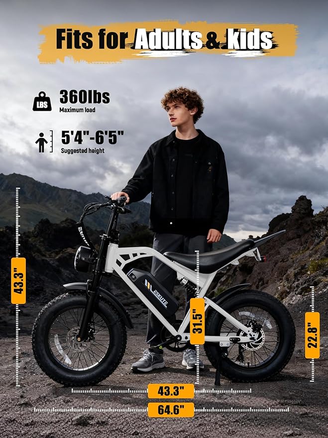 V100/V200 1500W Peak Electric Bike for Adults, 28MPH 48V13&20.8 Ah Removable Battery, 16/20"x4.0" Fat Tire, 7-Speed E-Bike with Dual Suspension – Commuter Ebike for Men & Women