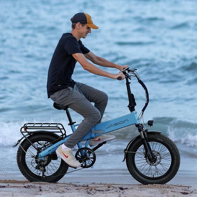 Jasion Electric Bike for Adults, 1000W Peak Motor Foldable Ebike, Aluminum 20'' Fat Tire Electric Bicycle Built-in 48V Removable Battery, EBS Commuter E Bikes up to 23 MPH & 45 Miles Max Range