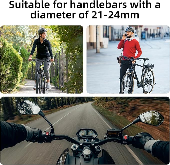 ROCKBROS Bike Mirrors for Handlebars, HD Anti-glare & Scratch Resistant Rear View Bicycle Mirrors, Foldable, Retractable & Adjustable Mount for 21-24cm Handlebar, Ebike, Escooter Accessories (Left)