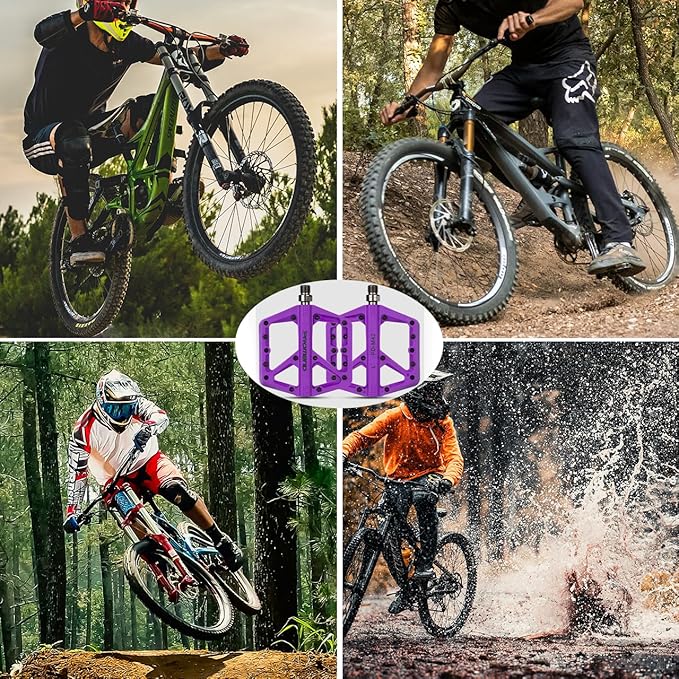 Mountain Bike Pedals - Durable Nylon DU Bearing Platform Pedals for MTB and BMX