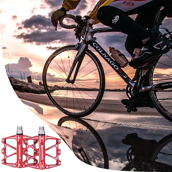 Mountain Bike Pedals 9/16" Alloy Lightweight MTB Pedals Sealed Bearing Flat Road Pedals