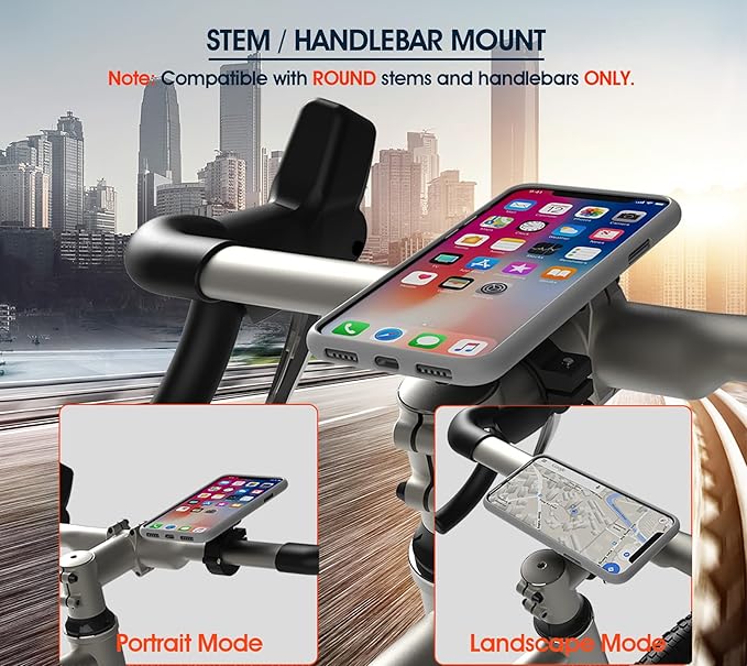 sincetop Bike Phone Mount, Quick Release Motorcycle/Bicycle Phone Holder - Robust Aluminum Stem Phone Mount for MTB/Mountain/Road Bicycle/Scooter Handlebar Clamp for iPhone and 4"-7.3" Smartphones