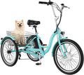 MOONCOOL MONCOOL Adult Electric Tricycle, 350W Front Drive Motor (Peak 700W), 15.5MPH E-Trike with Removable 36V 14.5Ah Battery, 60 Miles Range, 24/26 Inch 7-Speed 3 Wheel Electric Bike, Large Basket